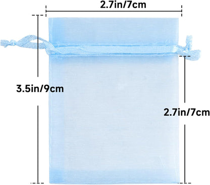 joycraft 50Pcs Organza Bags, 2x3 inch Gift Favor Bags, White Wedding Favor Bags, Jewelry Pouches with Drawstring, Mesh Bags Drawstring for Jewelry, Festival, Makeup, Candy, Desserts