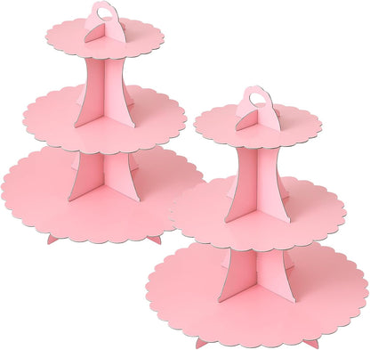Soleebee 3-Tier Cupcake Stand, Cardboard Cupcake Tower, Dessert Cup Cake Stand Tower for Birthday Wedding Party Decoration, Cupcake Tier Stand 1 Set (Black)