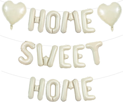 TONIFUL 16 Inch Cream White HOME SWEET HOME Letter Balloon,Decoraction for Housewarming, New Home Parties and Homecoming Celebrations,Ivory White Balloon Banner for Welcome Sign and Party Supplies