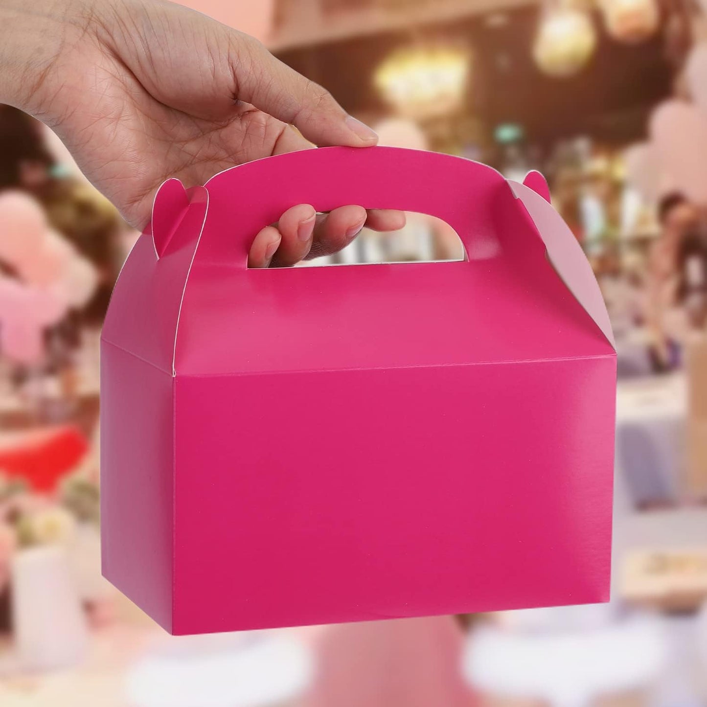 DjinnGlory 36 Pack White Party Favor Treat Boxes with Handle, DIY Paper Boxes for Baby Shower, Birthday, All Occasion, Small Gable Boxes for Small Business 6.18 x 3.58 x 3.38 Inches