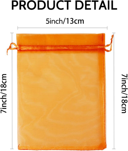 Wudygirl 100pcs 5X7 Inches White Organza Bags Christmas Drawstring Pouches Party Wedding Favor Bags Goodie bags(White 5x7)