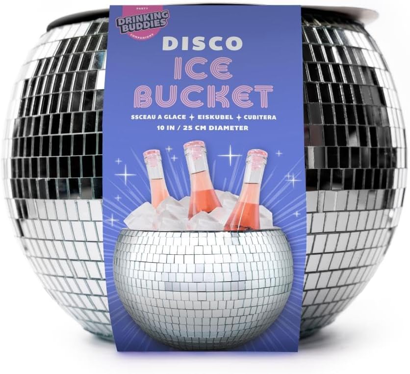 NPW Disco Ball Ice Bucket Large – Mirrored Cocktail & Champagne Ice Bucket for Parties, Girls’ Night & Bachelorette