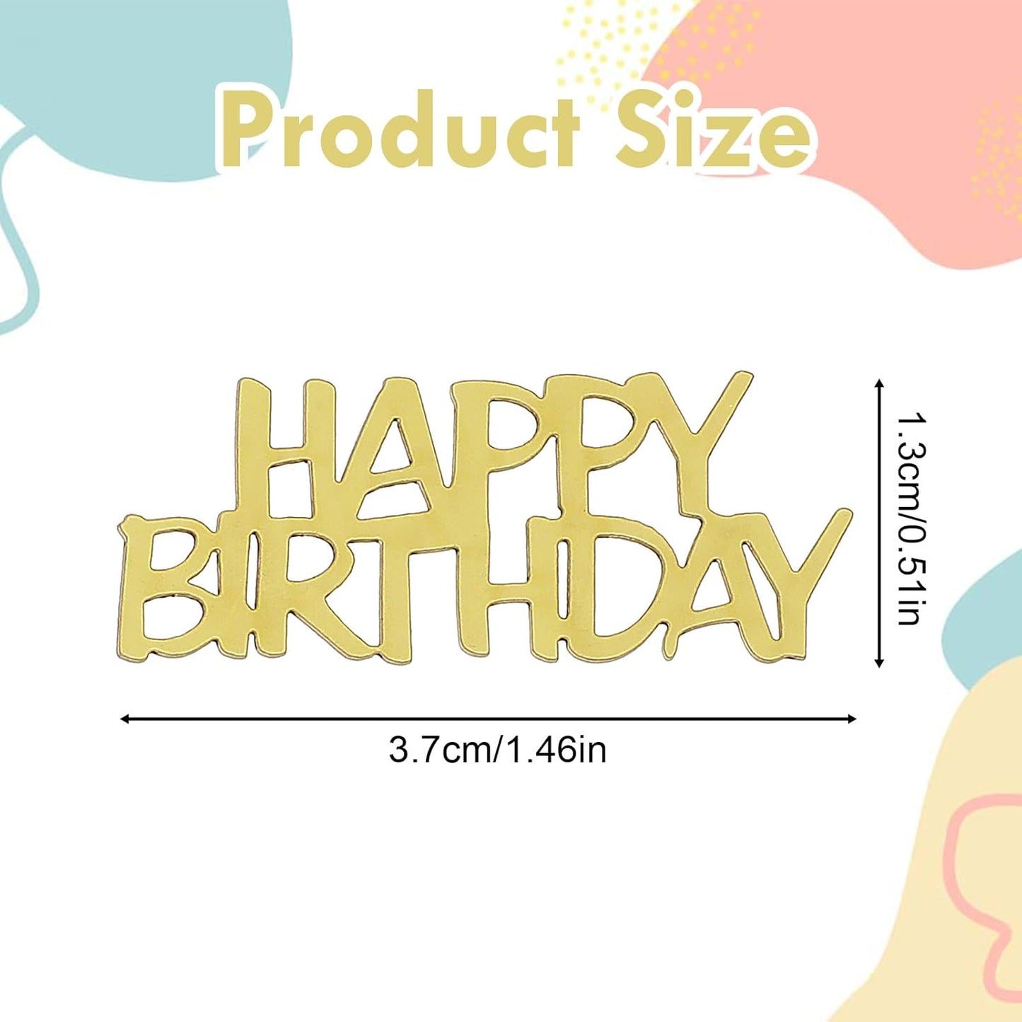 Gold Happy Birthday Confetti, Table Paper Scatter Golden Birthday Decorations for Party (0.03 lbs)