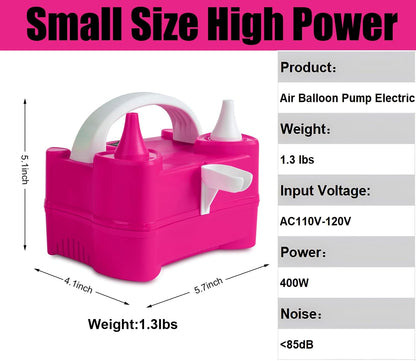LANGXUN Portable High Power Electric Balloon Pump, Two Nozzle 110V 600W Air Blower Electric Ballon Inflator Pump for Party Latex Balloon Decoration Supplies (Yellow)