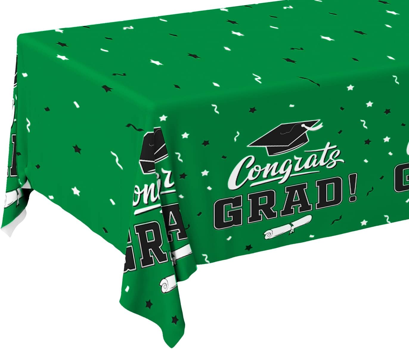 Gatherfun Graduation Party Decorations, Gongrats Grad Tablecover for Graduation Party Supplies, 3 pcs Green Table Cloths, 54"x108"