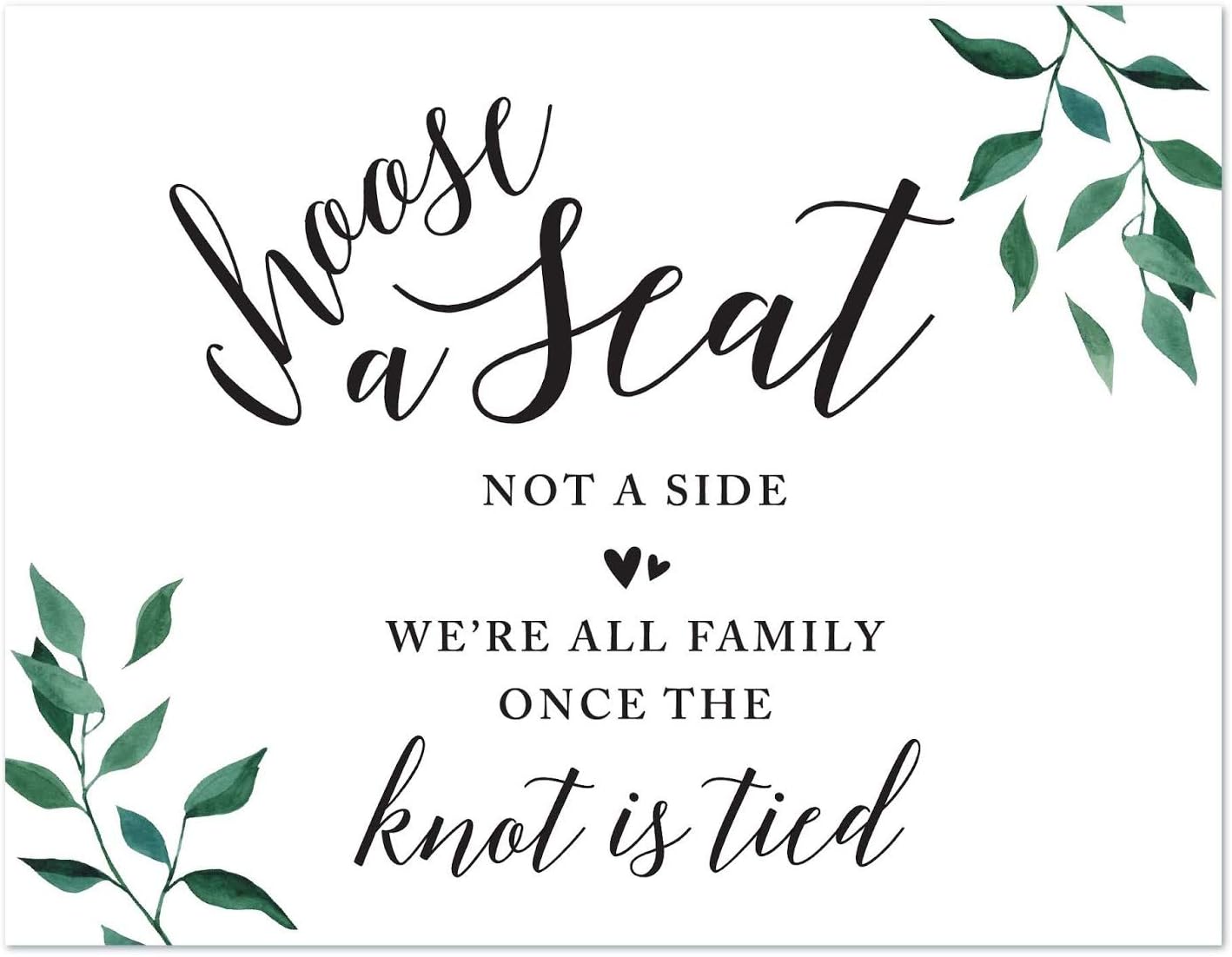 Andaz Press Wedding Party Signs, Natural Greenery Green Leaves, 8.5x11-inch, Bridal Shower Scavenger Hunt, 1-Pack - Colors D
