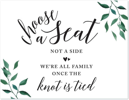 Andaz Press Wedding Party Signs, Natural Greenery Green Leaves, 8.5x11-inch, Bridal Shower Scavenger Hunt, 1-Pack - Colors D