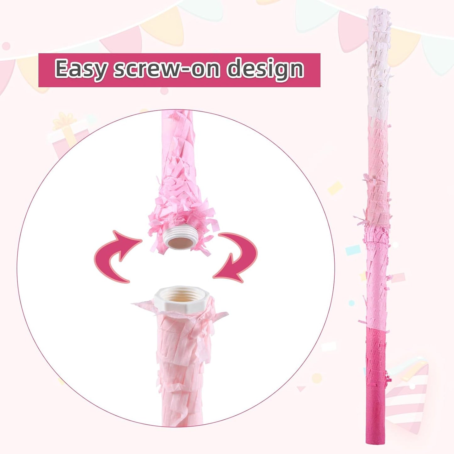 Pinata Sticks, Pink Pinata Stick and Blindfold, 30g Confetti