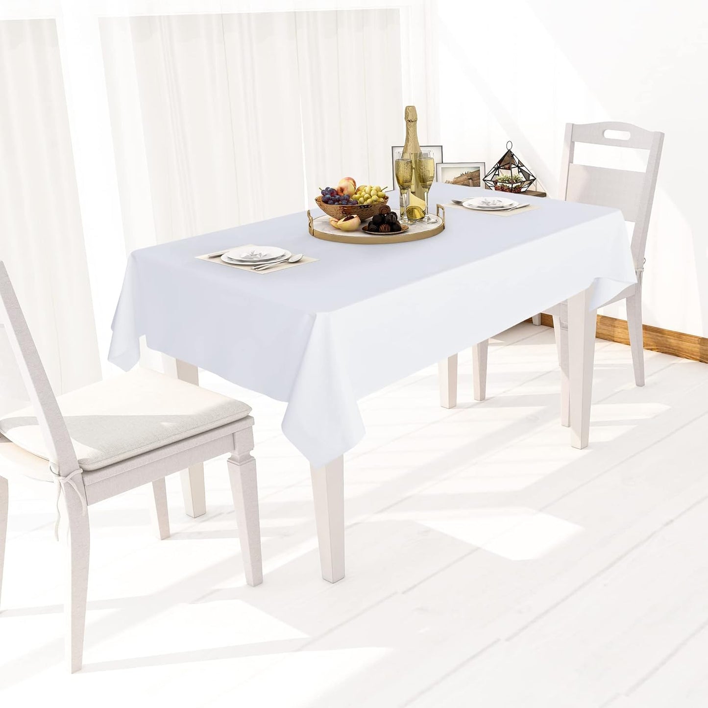 sancua Clear Plastic 100% Waterproof Tablecloth - 54 x 78 Inch - Vinyl PVC Rectangle Table Cloth Protector Oil Spill Proof Wipe Clean Table Cover for Dining Tables, Parties & Camping, Crystal Clear
