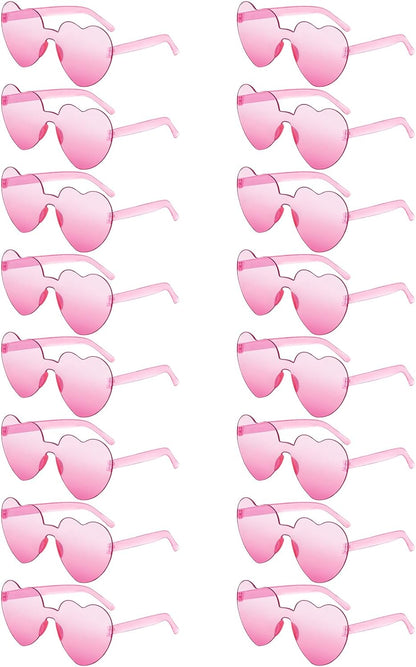 Matcheck 16 Heart Shaped Rimless Sunglasses Transparent Candy Colored Glasses Frameless Party Eyewear for Women