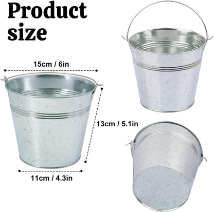 3 PCS 15.3 x 9 x 6 inches White Metal Galvanized Tub with Iron Handles, 3 Gallon Beverage Tubs for Parties, Large Ice Buckets for Beer, Wine, Cocktails & Outdoor Events