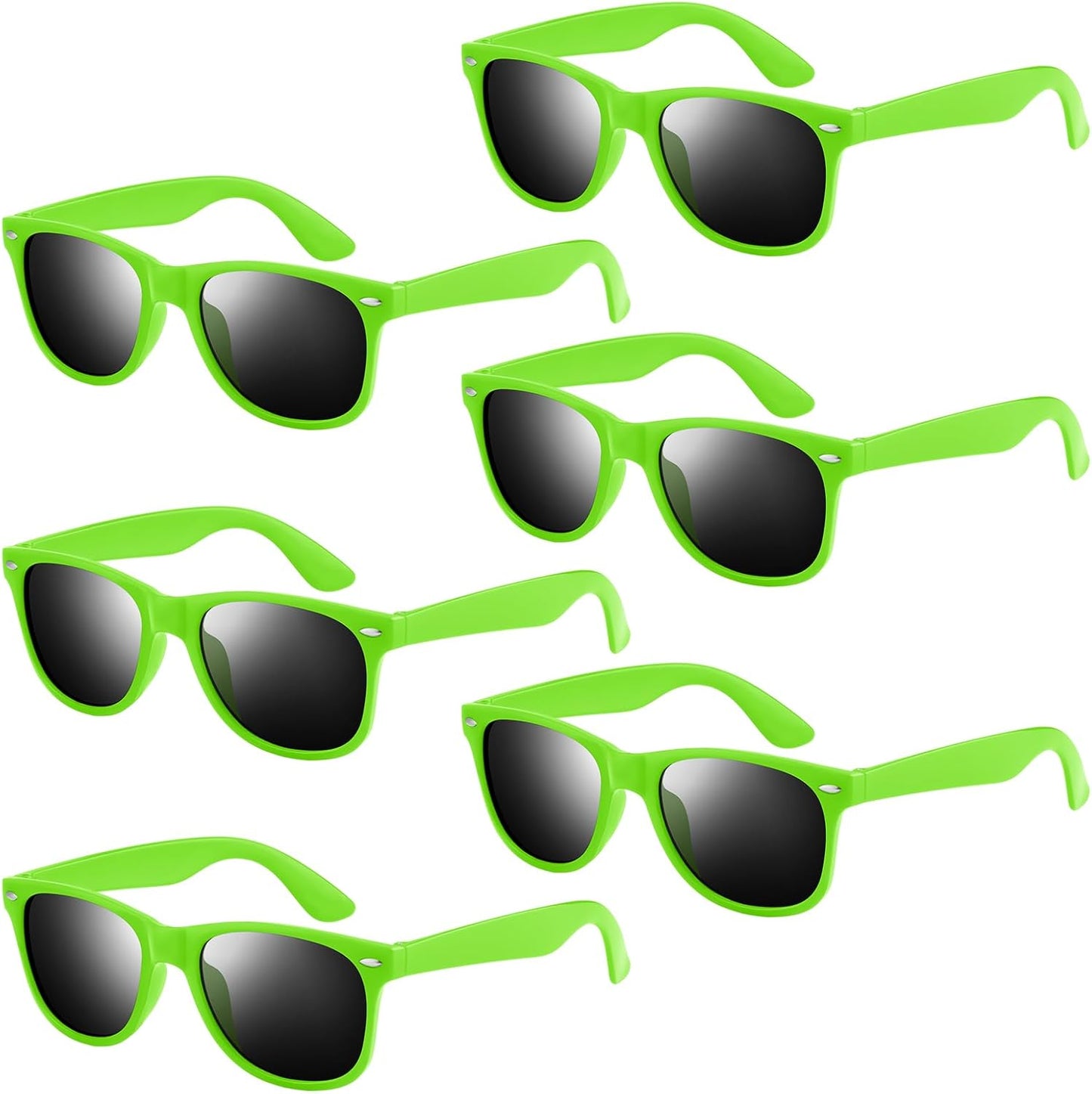 NEBURORA 6 Pack Black Sunglasses Bulk Retro Black Shades Party Sunglasses for Adult Men Women Summer Beach Party Accessories