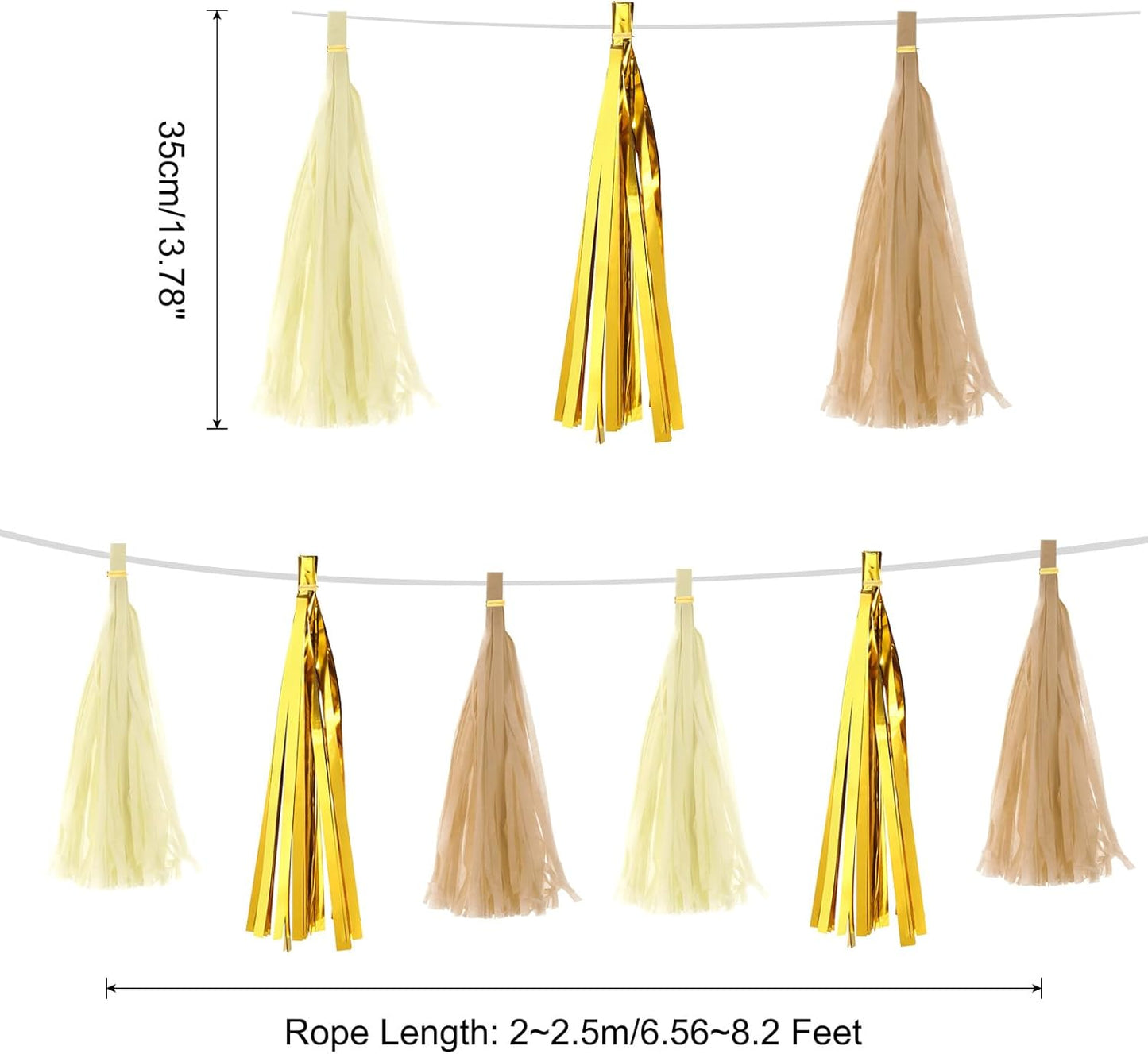 MECCANIXITY 15Pcs Light Blue Tassel Garland Banner with Rope Tissue Paper Tassels Party DIY Kits for Anniversary Wedding Birthday Party