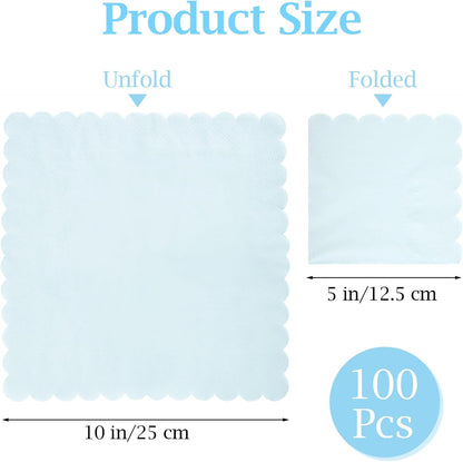 100 Pcs Cocktail Napkins, 2-Ply 5 x 5 Inches Disposable Scalloped Napkins, Thick Premium Dessert Napkins for Party, Wedding, Dinner, Birthday, Anniversary, Festival (Sage Green)