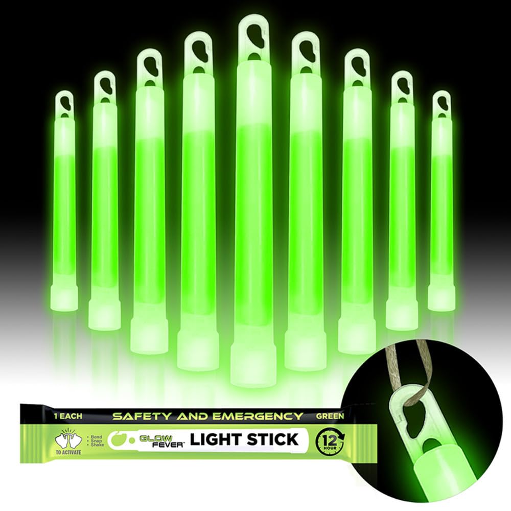 Glow Fever Emergency Safety Military Grade Glow Sticks, 30pcs 6'' Lightsticks, Light Up Ultra Bright with 12 Hours Duration. for Hiking Party Camping Blackouts Hurricane Shelter Survival Kit (Yellow)