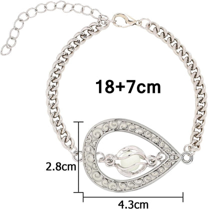 EEQQBZ Glow in The Dark Silver Teardrop shape bracelets,Fantasy Glowing Jewelry bracelets