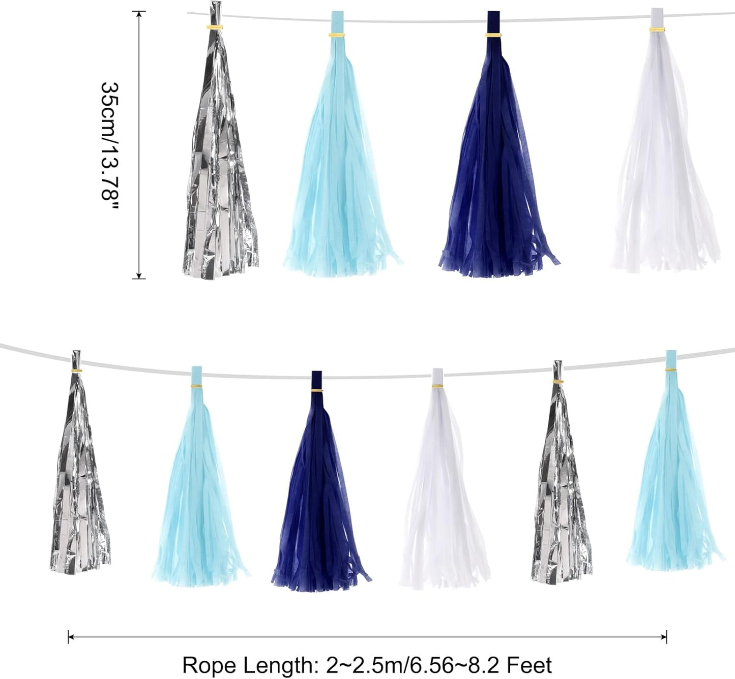 MECCANIXITY 20Pcs Light Blue Tassel Garland Banner with Rope Tissue Paper Tassels Party DIY Kits for Anniversary Wedding Birthday Party