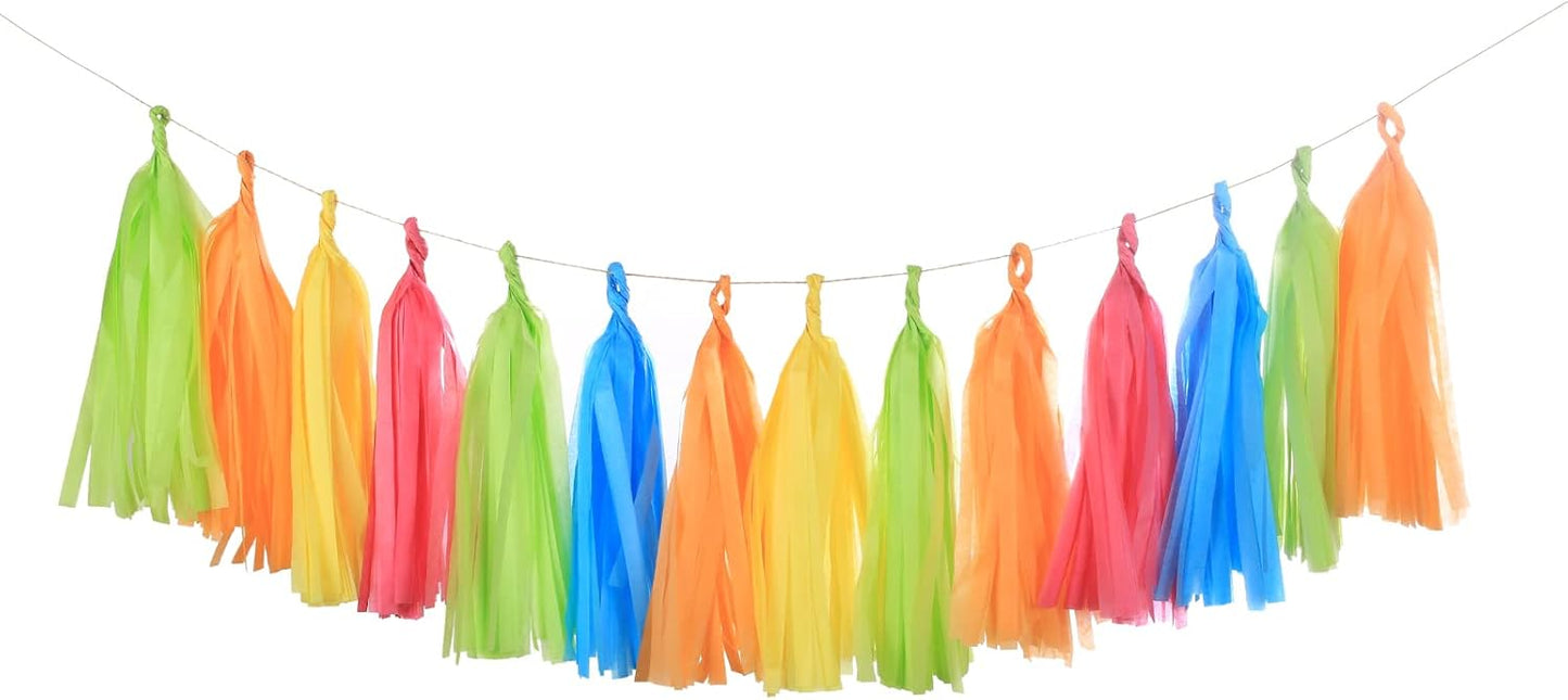 Generic 25 PCS Fiesta Paper Tassel Garland, DIY Hanging Paper Decoration, Party Garland Streamers for Wedding, Birthday Celebration Party Decor and Outdoor Decor