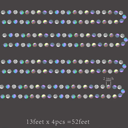 Cheerland Iridescent Party Decorations Holographic Circle Garlands Disco Theme Birthday Decorations Bachelorette Hanging Streamers Banner Graduation Decor New Year Bachelorette Euphoria Party Supplies