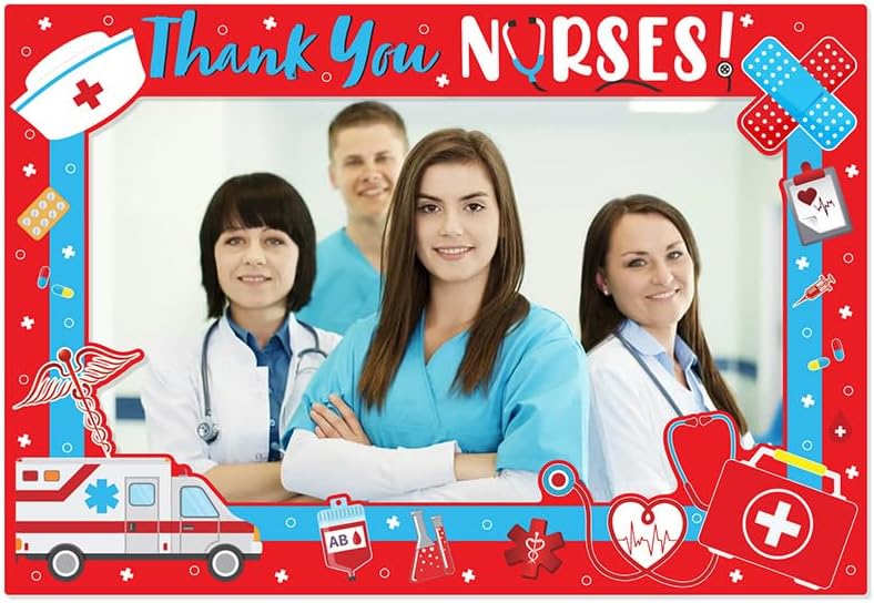 Thank You Nurses Photo Booth Props Frame 2025 Nurse Week Selfie Photobooth Props Creative Photography Nurse Week Party Decorations Supplies