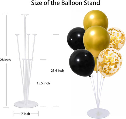 4 Set Balloon Stand Kit for Table Centerpieces With Balloon and Base Party Decorations for Birthday Wedding Retirement Graduation Baby Shower (Navy Silver)