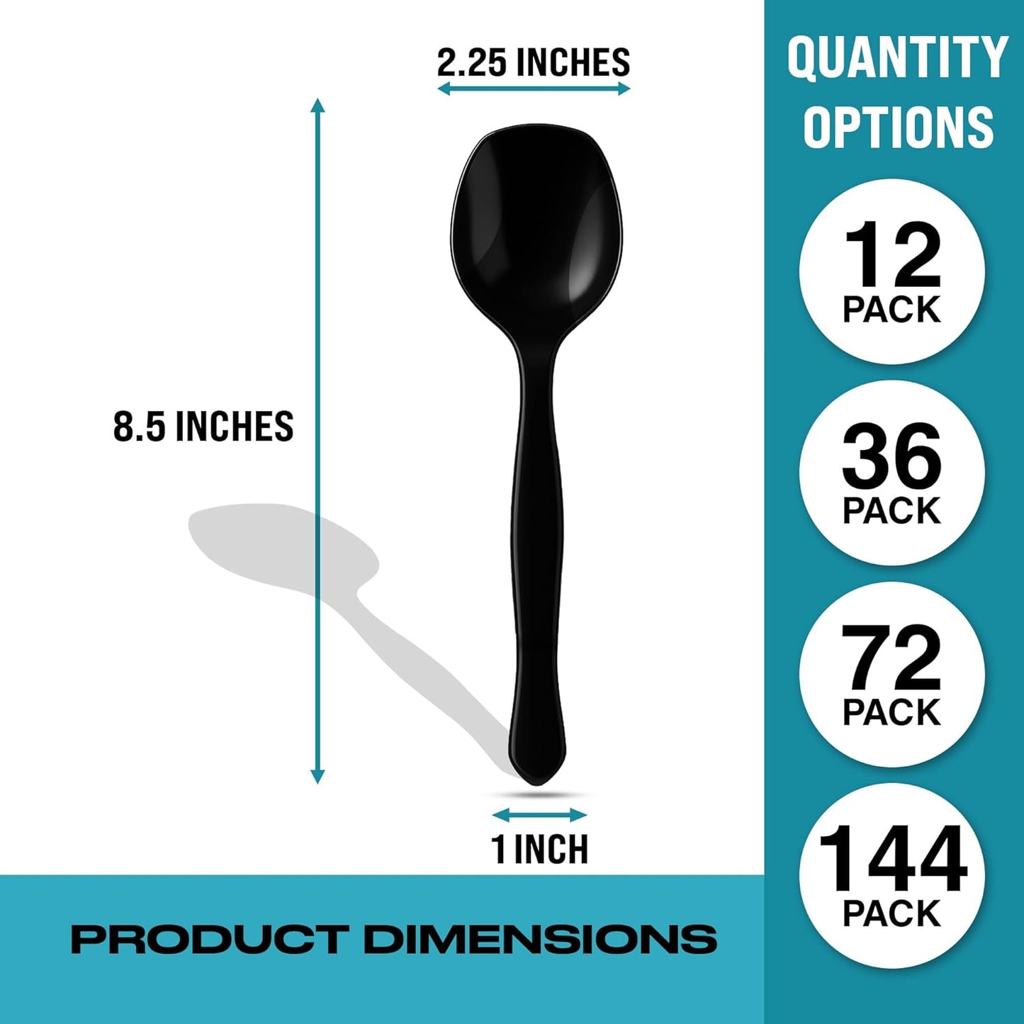 10" Black Plastic Serving Spoons for Buffet, Bulk 12 Count, Heavy Duty Disposable Spoon, Large Plastic Serving Utensils for Catering Supplies, Events, Party, Weddings & More - C&S Event Supply Co.