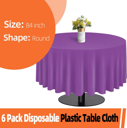 tujol Royal Blue 6 Pack Plastic Table Cloth 54" x 108", Disposable Tablecloths Rectangle Table Cover, Plastic Tablecloths for Parties