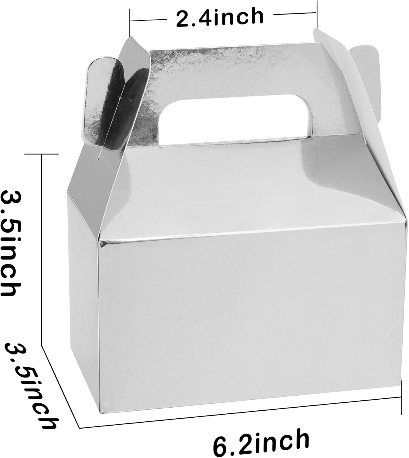 XAGLVV 24 Pack White Paper Gable Boxes,6.2 Inch Candy Boxes with Handle, Snack Party Favor& Gift Cookie bags for kids Birthday,Wedding, Baby Shower, Graduation.
