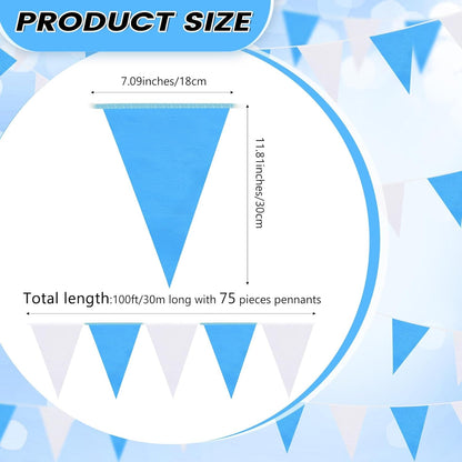 Hahafelt 100 Feet Pennant Banners Flags 75 Solid String Triangle Flags for Grand Opening, Carnival Theme Birthday Party Decoration Outdoor Events Classroom Decoration(Pink)