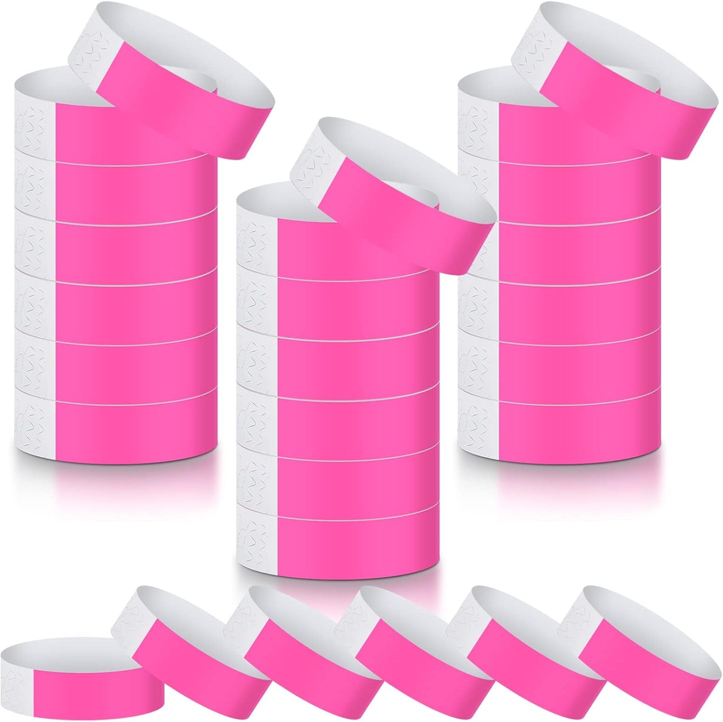 Tudomro 300 Pieces Paper Wristbands for Events Waterproof Neon Bracelets Concert Identification Wristbands Hand Bands Events Adhesive Bracelets for Party(Pink)
