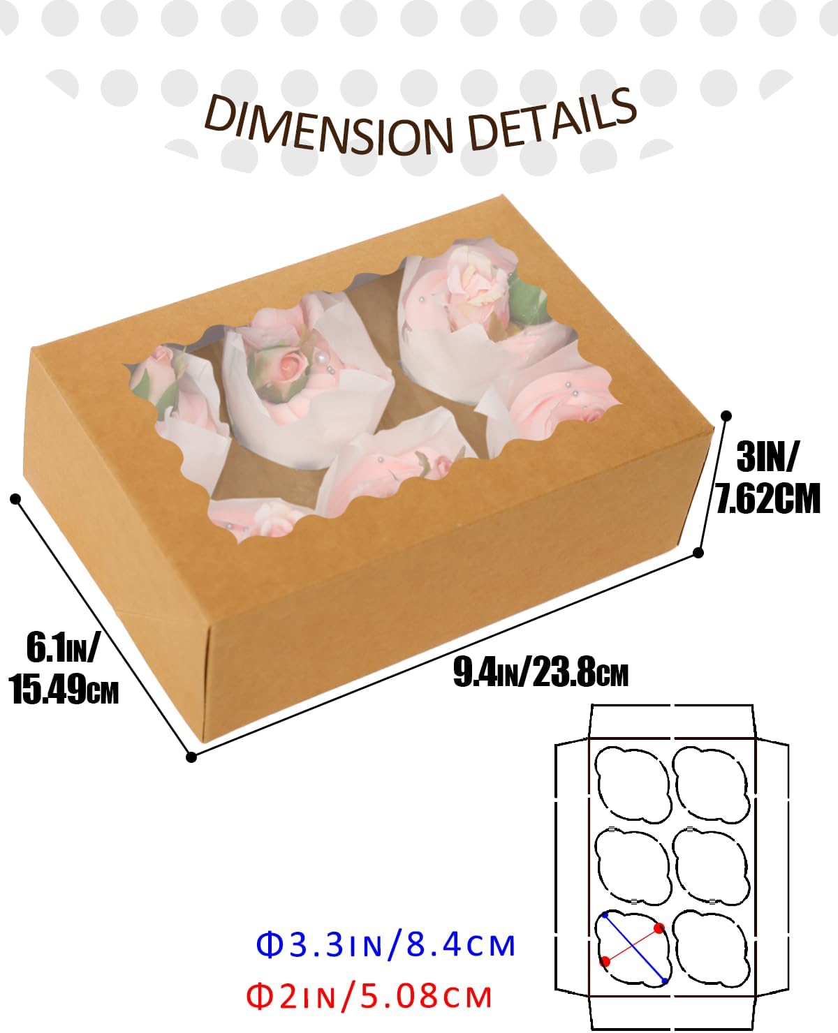 qiqee Auto-pop Up Cupcake Boxes with Window White 40PCS 12 Count Cupcake Box 13"x10"x3.5" Cupcakes Carrier, 12 Cupcake Containers with 2 rolls of pink ribbons