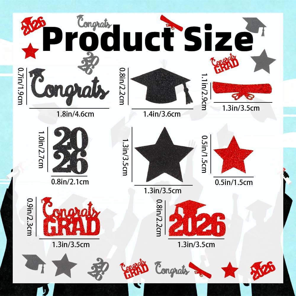 Black Gold Graduation Confetti Class of 2026 Black Graduation Cap, 200Pcs Glitter Stars Confetti Sprinkles, Table Congrats Grad Confetti for Graduation Party Table Decorations