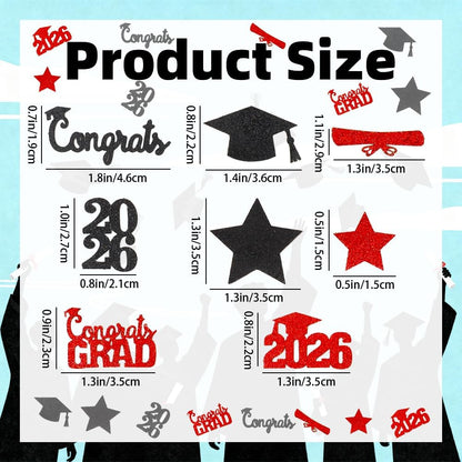 Black Gold Graduation Confetti Class of 2026 Black Graduation Cap, 200Pcs Glitter Stars Confetti Sprinkles, Table Congrats Grad Confetti for Graduation Party Table Decorations
