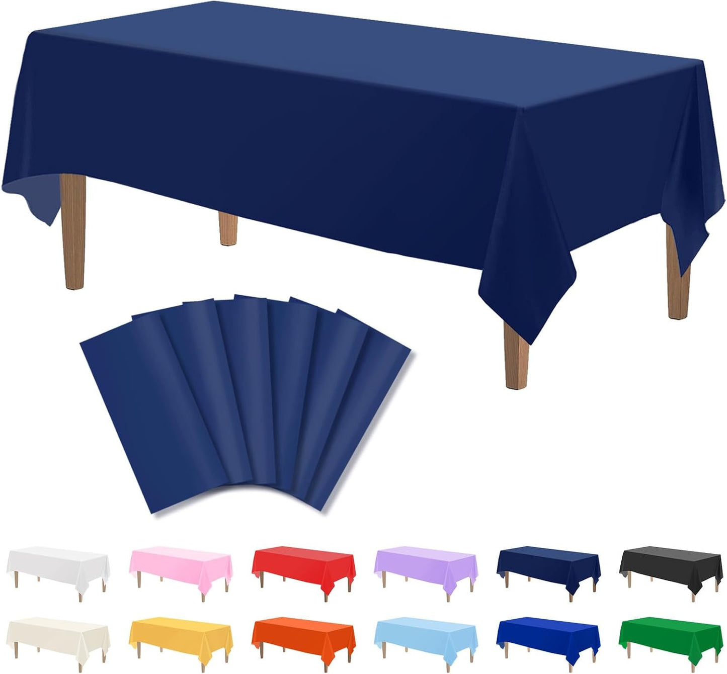 Kopokita 2PCS Black Plastic Tablecloths 54 x 108 Inch, Disposable Table Cloths Rectangle Party Table Covers