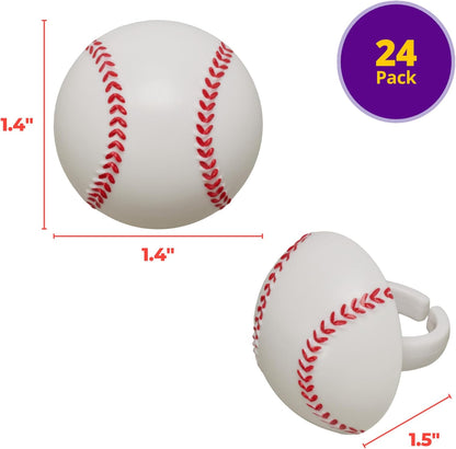 DecoPac Baseball Rings, Cupcake Decorations, Baseball Cupcake Toppers, Food Safe – 24 Pack