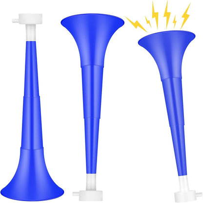 Denylo pro Collapsible Stadium Horn 24 Inch Vuvuzela Plastic Trumpet Horn Blue Blow Horn Loud Sound Soccer Horn Noisemakers for Sporting Events Graduation Party Supplies