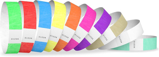 100 WristCo Metallic Gold Tyvek Wristbands for Events - ¾” x 10” - Waterproof Recyclable Comfortable Tear Resistant Paper Bracelets Wrist Bands for Concerts Festivals Admission Party