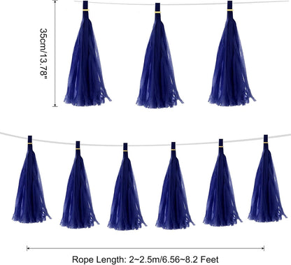MECCANIXITY 20Pcs Light Blue Tassel Garland Banner with Rope Tissue Paper Tassels Party DIY Kits for Anniversary Wedding Birthday Party