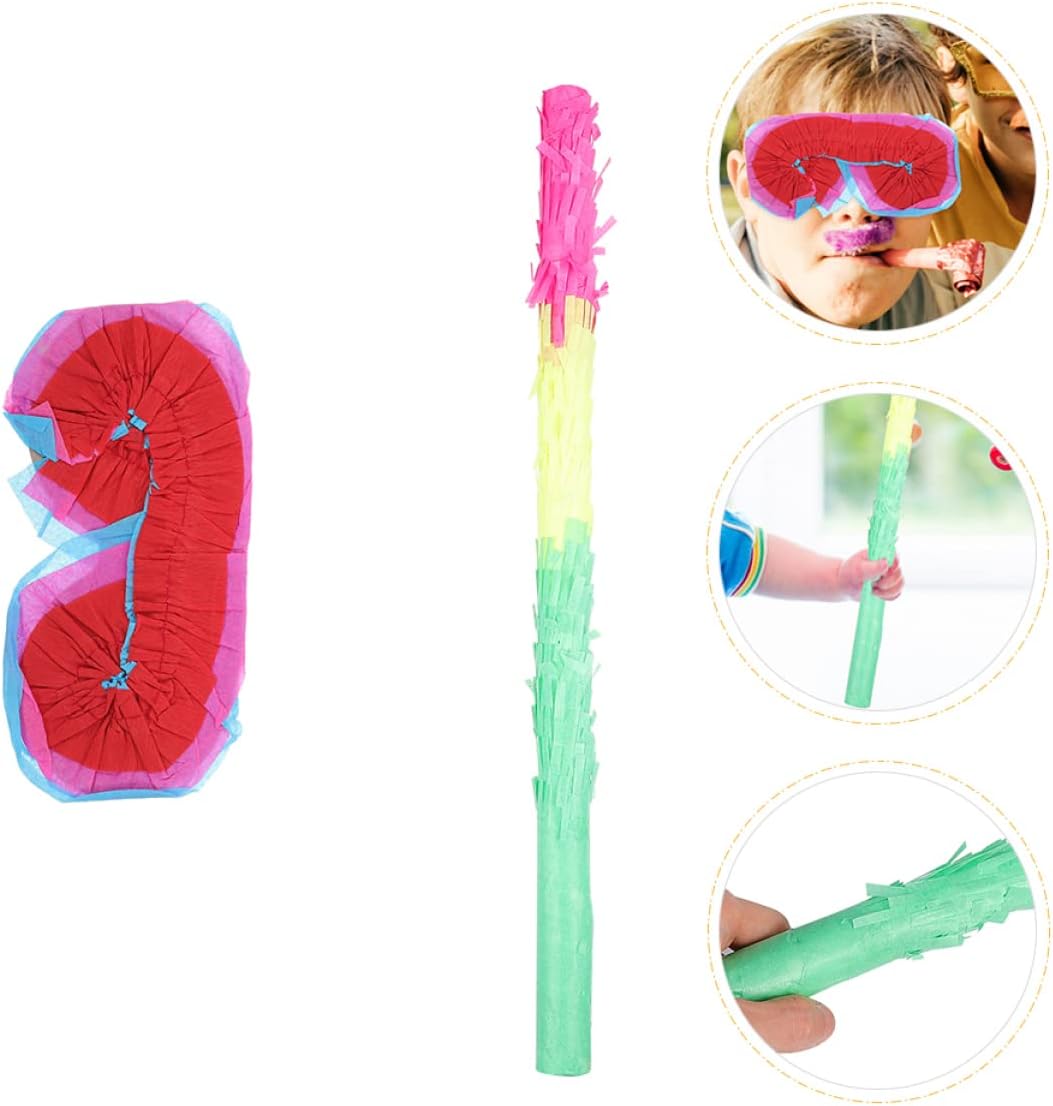 1 Set Pinata Props Paper Pinata Stick for Kids Stick for Party for Birthday Paper Colorful Blindfold Mask and Fun