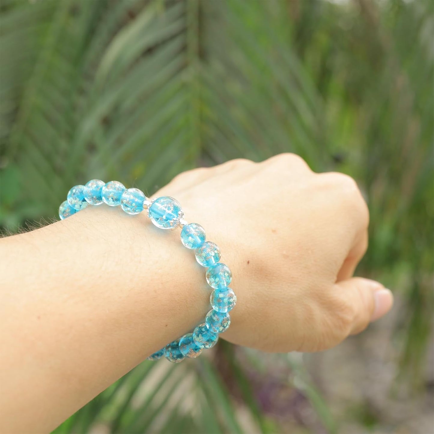 Glass Beaded Bracelet Glowing Bracelet Luminous Beads Bracelet for Women Glass Mermaid Bracelet Bangles Anti Anxeity Healing Energy
