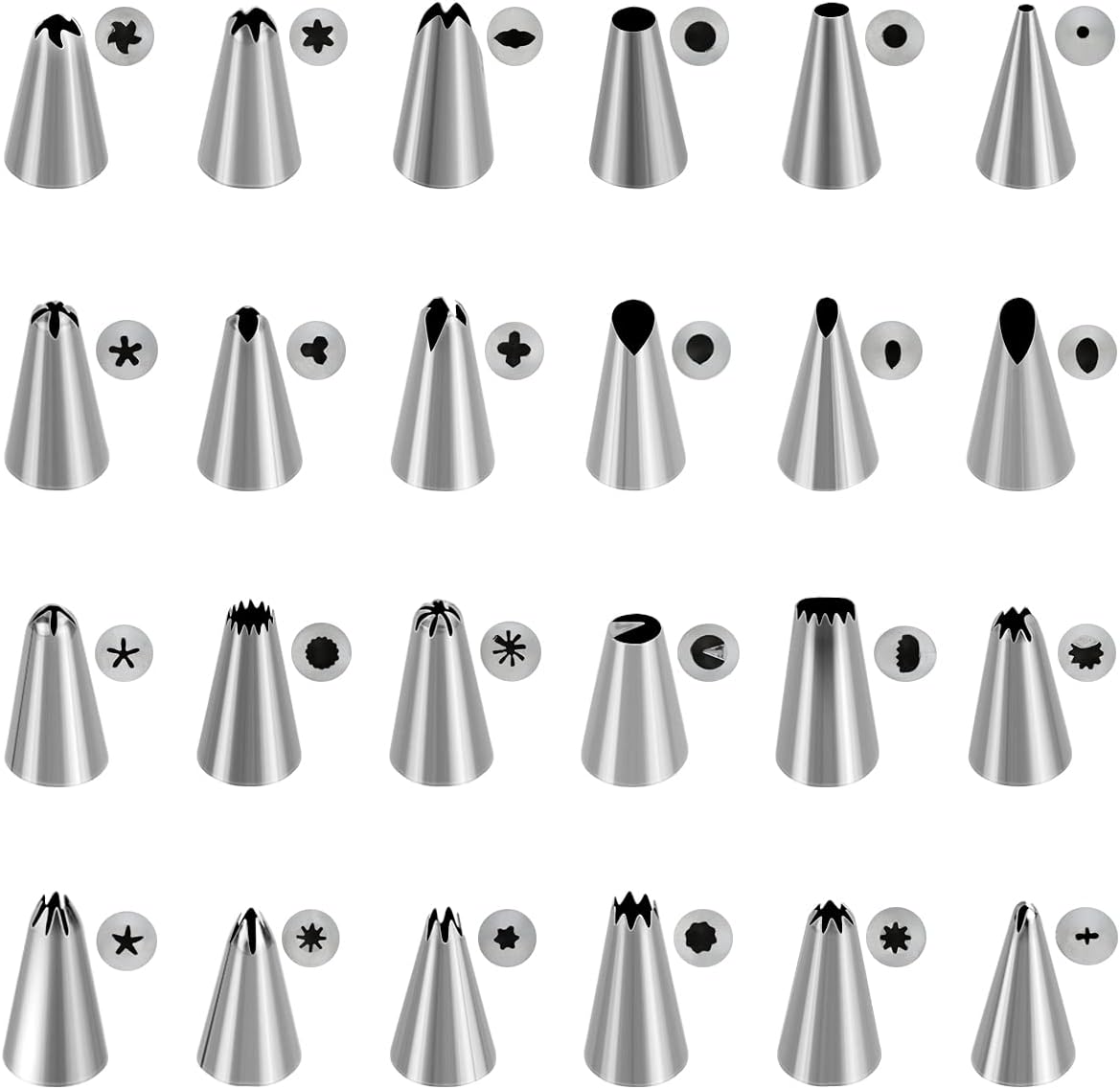 24 Piece Piping Tips Set, Icing Piping Nozzles with Storage Box, Stainless Steel Nozzles Tip for Cake Decorating