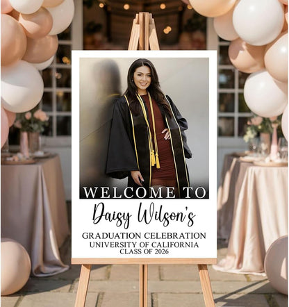 Graduation Party Welcome Sign, Custom Photo Grad Party Sign, Personalized High School & College University Grad Decoration #4