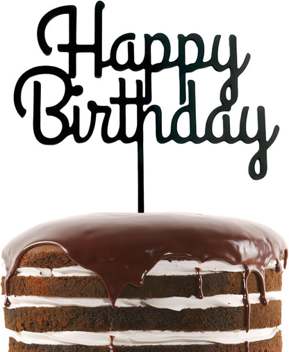 DIY Happy birthday Cake Topper Black Acrylic