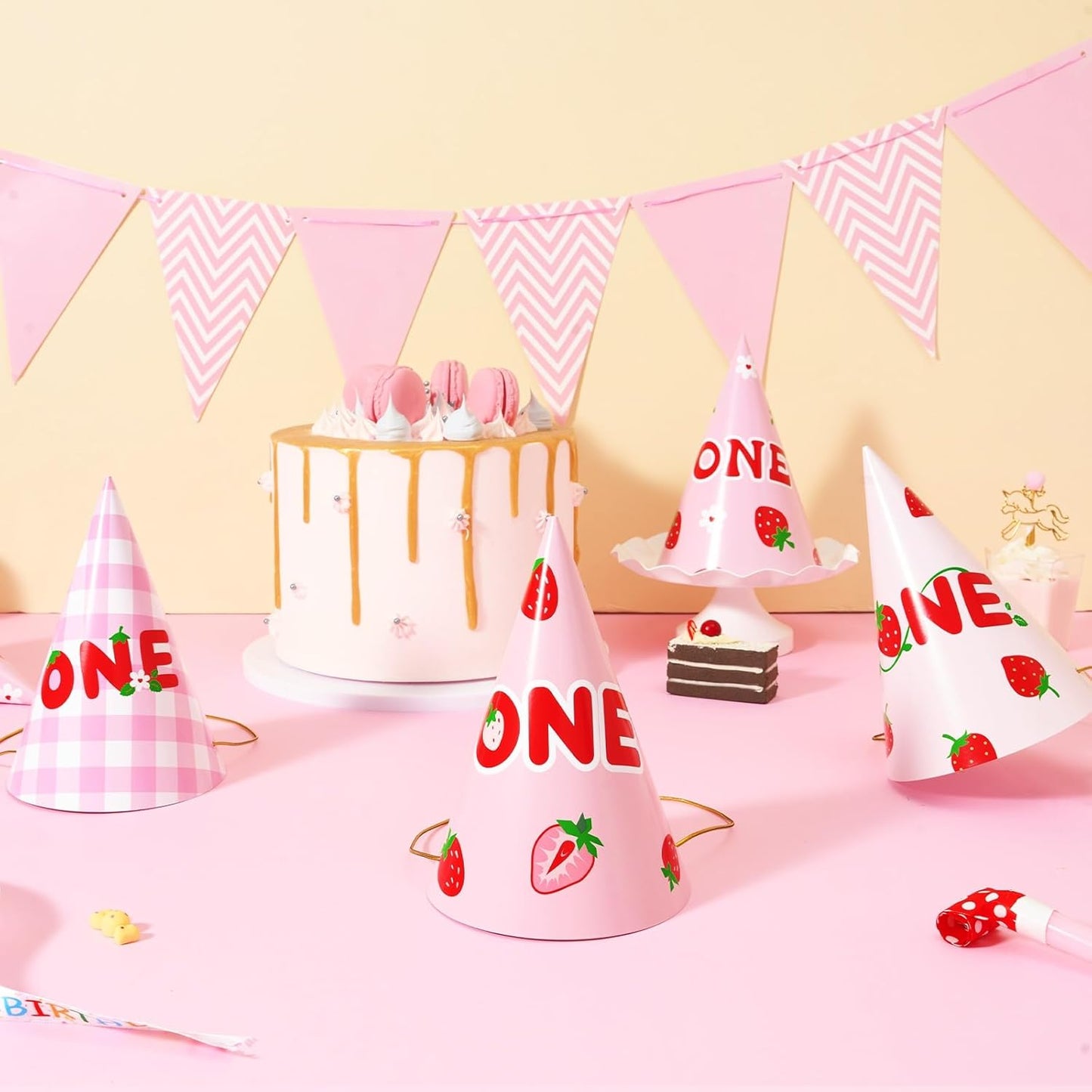 WERNNSAI Birthday Party Hats - 12 Pcs Birthday Party Supplies Cone Hat Headbands Colorful Paper Party Hats for Kids