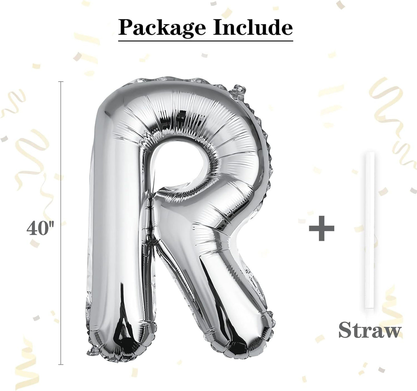 40 inch Silver Letter A Balloon, Big Size Alphabet Foil Mylar Helium Balloons for Birthday Party Celebration Wedding Anniversary Baby Shower Decorations Supplies Alphabet A
