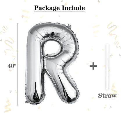 40 inch Silver Letter A Balloon, Big Size Alphabet Foil Mylar Helium Balloons for Birthday Party Celebration Wedding Anniversary Baby Shower Decorations Supplies Alphabet A