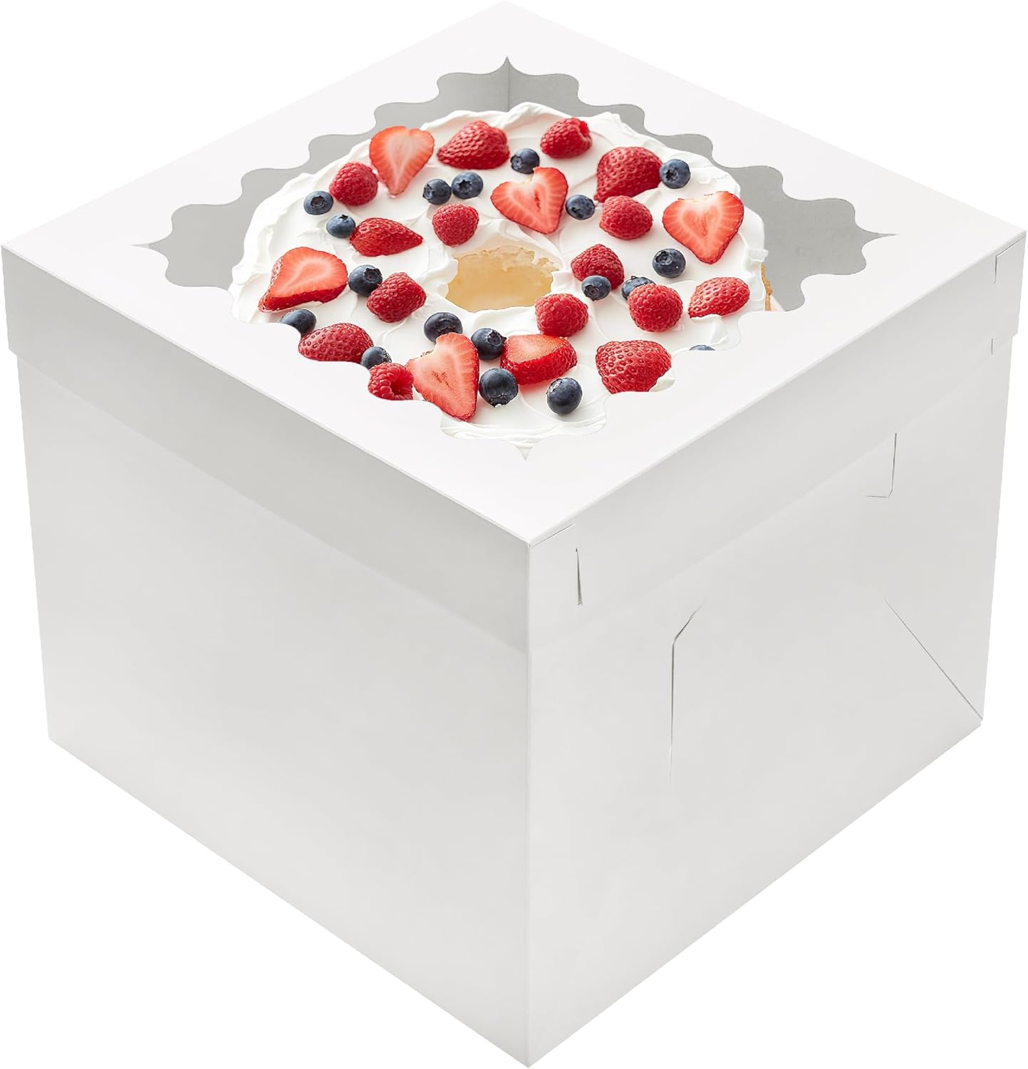 10pcs Cake Boxes 12 Inch, 12x12x8in White Bakery Boxes with Window,10in 12in Cake Boxes, Large Baking Boxes,Disposable Cake Containers with Lids