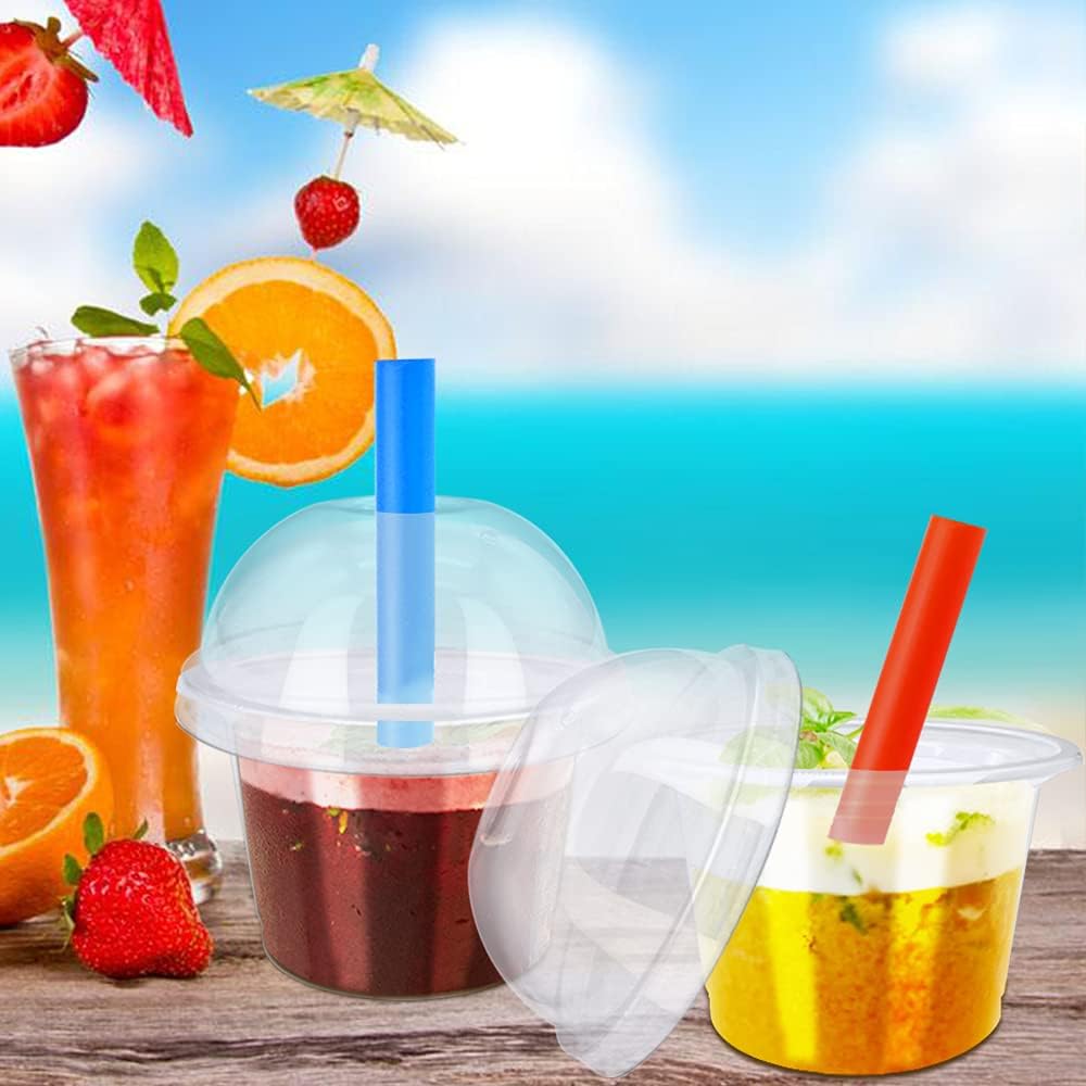 100Pcs 8oz Plastic Dessert Cups with Lids and Spoons,Disposable Parfait Cup Square Cake Containers for Party Favor,Mousse,Yogurt,Pudding,Snacks,Fruits,50 Sets