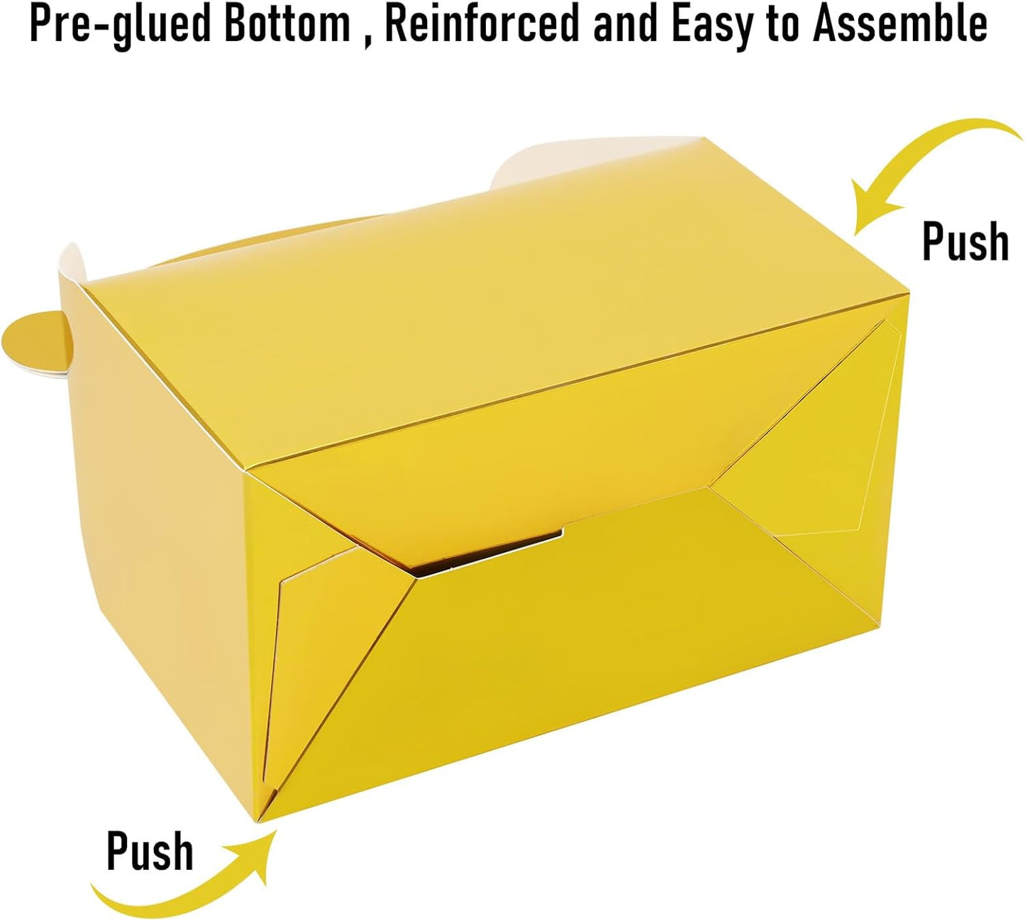 30-Pack Yellow Party Favor Treat Boxes, Goodie Candy Box, Gable Paper Gift Boxes with Handles Perfect for Construction and Chic Yellow Submarine Party Decoration Supplies