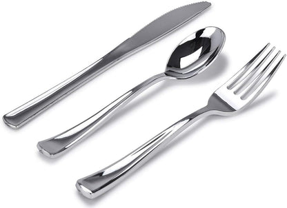 Gold Plastic Silverware Set (160 Bulk Pack) Disposable Cutlery Utensils, 80 Gold Forks, 40 Gold Knives, 40 Gold Spoons, Heavy Duty Flatware For Holidays, Parties, Dinners, Weddings, and Occasions